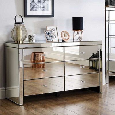 Birlea Seville 6 Drawer Chest Mirrored