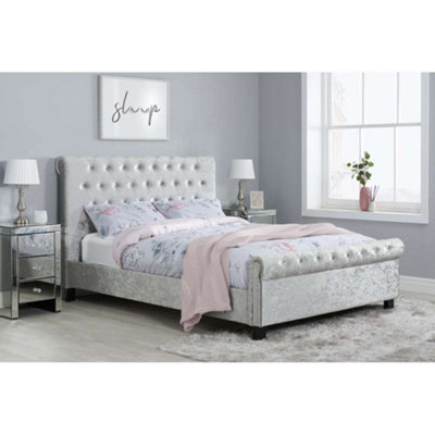 Birlea Sienna King Size Bed In Steel Crushed Velvet