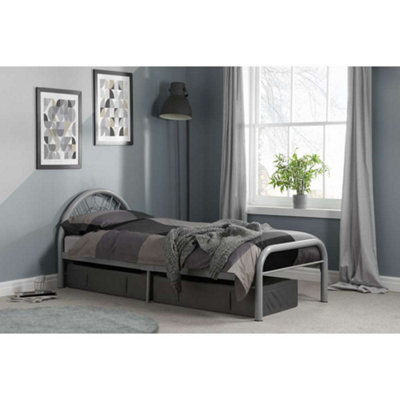 Birlea Solo Single Bed In Silver Metal