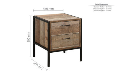Birlea Urban 2 Drawer Bedside Rustic