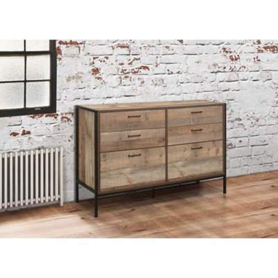 Birlea Urban 6 Drawer Wide Chest Rustic