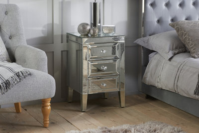 Birlea Valencia 3 Drawer Bedside Mirrored