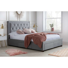 Birlea Woodbury King Size Bed Grey Fabric