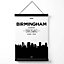 Birmingham Black and White City Skyline Medium Poster with Black Hanger