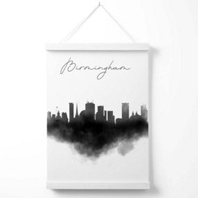 Birmingham Watercolour Skyline City Poster with Hanger / 33cm / White