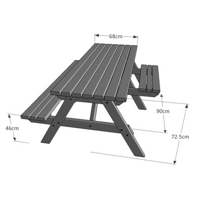 Bisbrooke 6ft Disabled Access Picnic Bench - L180 x W140 x H72.5 cm - Rustic Brown - 6