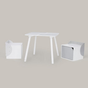 Biscay Bricks Table and Chairs Kids Furniture - L59 x W59 x H50 cm - White