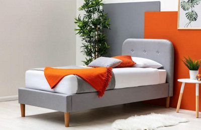 Bisham Fabric Upholstered Grey Single Bed Frame 3ft