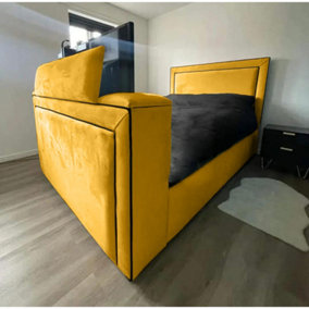 Bisham Plush Velvet Mustard TV Bed Frame