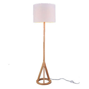 Bishop Natural Wood Base Floor Lamp