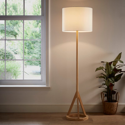 Bishop Natural Wood Base Floor Lamp