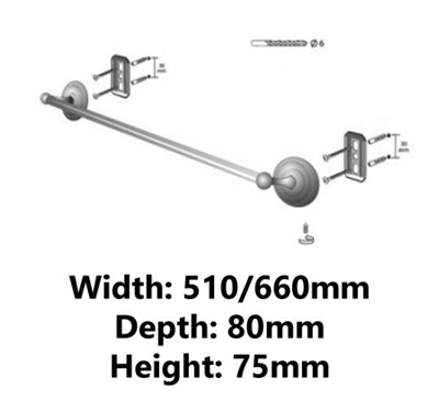 Bisk 460mm Retro Bathroom Bath Rack Single Towel Bar Hanger Antique Brass Wall Mounted