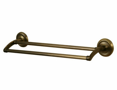 Bisk Bath Rack Double Towel Bar Hanger Retro Bathroom Antique Brass Wall Mounted