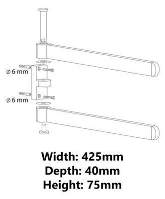 Bisk Bath Rack Movable Double Towel Bar Hanger Bathroom Black Powder Coated Zamak