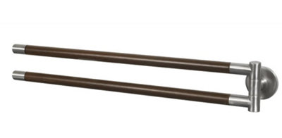 Bisk Bath Rack Movable Double Towel Bar Hanger Solid Wood and Zamak Wall Mounted