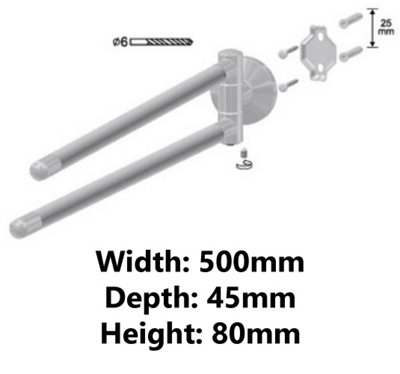 Bisk Bath Rack Movable Double Towel Bar Hanger Solid Wood and Zamak Wall Mounted