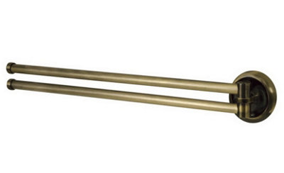 Bisk Double Towel Holder Movable Twin Bars Retro Bathroom Antique Brass Wall Mounted