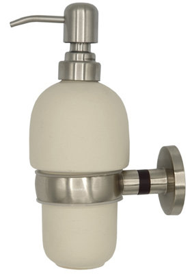 Bisk Grip + Liquid Soap Ceramics Dispenser Solid Wood and Zamak Wall Mounted