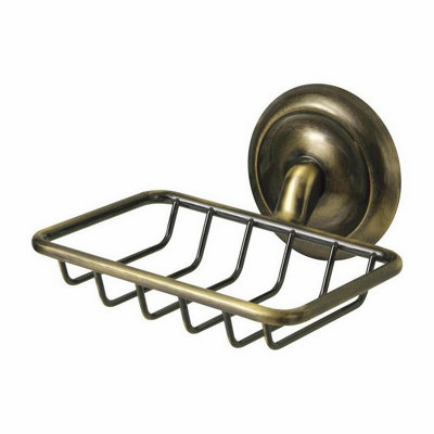 Bisk Retro Bathroom Antique Brass Wall Mounted Shower Soap Dish Holder Shampoo Tray