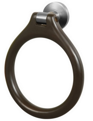 Bisk Towel Ring Round Dressing-Gown Hanger Solid Wood and Zamak Wall Mounted