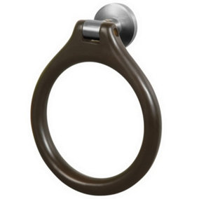 Bisk Towel Ring Round Dressing-Gown Hanger Solid Wood and Zamak Wall Mounted