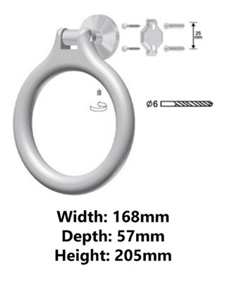 Bisk Towel Ring Round Dressing-Gown Hanger Solid Wood and Zamak Wall Mounted