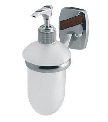 Bisk Wall Mounted Grip + Liquid Soap Tempered Glass Dispenser Bathroom Chromed Zamak