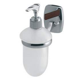 Bisk Wall Mounted Grip + Liquid Soap Tempered Glass Dispenser Bathroom Chromed Zamak