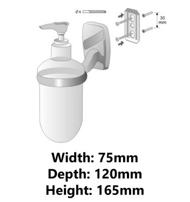 Bisk Wall Mounted Grip + Liquid Soap Tempered Glass Dispenser Bathroom Chromed Zamak