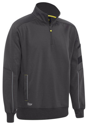 BISLEY WORKWEAR FLEECE 1/4 ZIP PULLOVER WITH SHERPA LINING  CHARCOAL 2XL