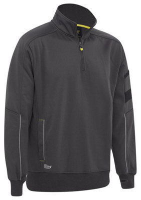 BISLEY WORKWEAR FLEECE 1/4 ZIP PULLOVER WITH SHERPA LINING  CHARCOAL 3XL