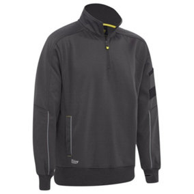 BISLEY WORKWEAR FLEECE 1/4 ZIP PULLOVER WITH SHERPA LINING  CHARCOAL L