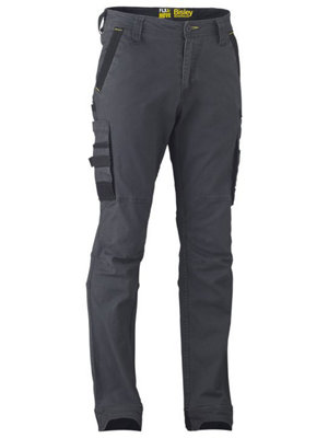 BISLEY WORKWEAR FLX & MOVE STRETCH UTILITY CARGO TROUSER CHARCOAL 32S