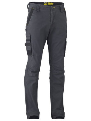 BISLEY WORKWEAR FLX & MOVE STRETCH UTILITY CARGO TROUSER CHARCOAL 48S