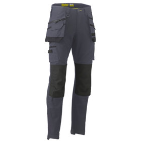BISLEY WORKWEAR FLX & MOVE STRETCH UTILITY CARGO TROUSER WITH HOLSTER TOOL POCKETS CHARCOAL 28R