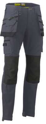 BISLEY WORKWEAR FLX & MOVE STRETCH UTILITY CARGO TROUSER WITH HOLSTER TOOL POCKETS CHARCOAL 30R