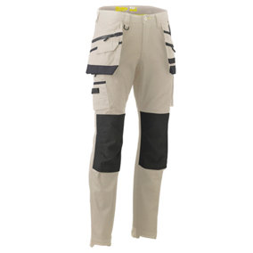BISLEY WORKWEAR FLX & MOVE STRETCH UTILITY CARGO TROUSER WITH HOLSTER TOOL POCKETS STONE 28R
