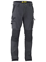 BISLEY WORKWEAR FLX & MOVE STRETCH UTILITY CARGO TROUSER WITH KEVLAR KNEE PAD POCKETS CHARCOAL 38S