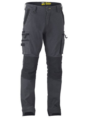 BISLEY WORKWEAR FLX & MOVE STRETCH UTILITY CARGO TROUSER WITH KEVLAR KNEE PAD POCKETS CHARCOAL 48S