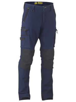 BISLEY WORKWEAR FLX & MOVE STRETCH UTILITY CARGO TROUSER WITH KEVLAR KNEE PAD POCKETS NAVY 50S
