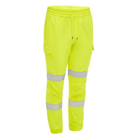 BISLEY WORKWEAR FLX & MOVE™ TAPED HI VIS  4 WAY STRETCH JOGGER  YELLOW 30