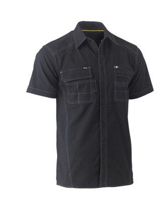 BISLEY WORKWEAR FLX & MOVE UTILITY WORK SHIRT BLACK Small