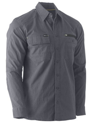 BISLEY WORKWEAR FLX & MOVE UTILITY WORK SHIRT  CHARCOAL L