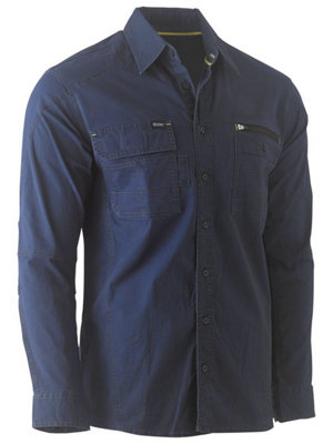 BISLEY WORKWEAR FLX & MOVE UTILITY WORK SHIRT  NAVY L