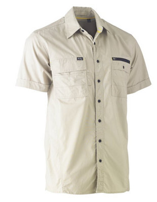 BISLEY WORKWEAR FLX & MOVE™ UTILITY WORK SHIRT  STONE3XL