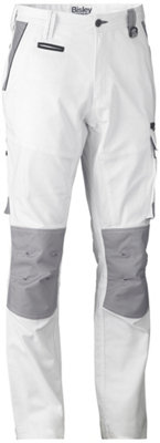 BISLEY WORKWEAR PAINTERS CONTRAST CARGO TROUSER WHITE