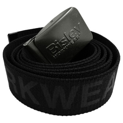 BISLEY WORKWEAR STRETCH WEBBING BELT  BLACK ONE SIZE