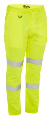 BISLEY WORKWEAR TAPED BIOMOTION HI VIS CARGO TROUSER YELLOW 32R