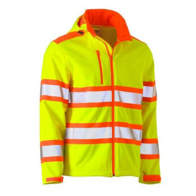 BISLEY WORKWEAR TAPED DOUBLE HI VIS SOFT SHELL JACKET Small
