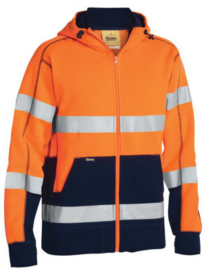 BISLEY WORKWEAR TAPED HI VIS FLEECE HOODIE  ORANGE M